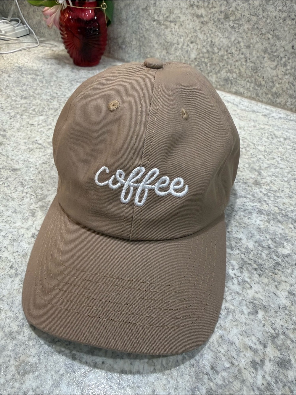 Taupe Brown Coffee Embroidered Baseball Cap Adjustable Casual Hat